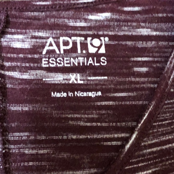 APT 9 Essentials tunic top women’s Size XL long sleeves Maroon White variegated - Picture 5 of 7